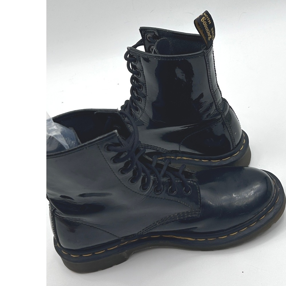 Dr. Martens 1460 Black Patent Lamper Leather 8-Eye Lace Up Combat Boots Size 9 - Picture 7 of 12